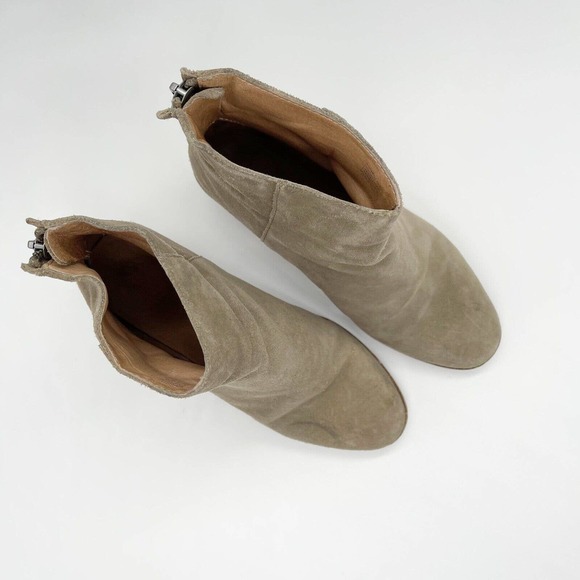 Madewell Pauline Suede Ankle Boots Shoes Sz 7 Taupe Tan Back Zipper Heels Casual - Picture 2 of 10